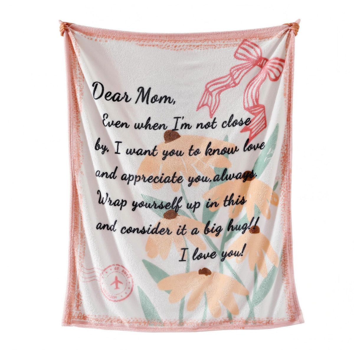 Geniospin throw blanket with Dear Mom engraving, a sentimental gift.
