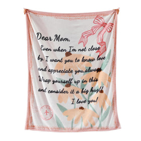 Geniospin throw blanket with Dear Mom engraving, a sentimental gift.