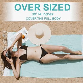Genovega multi-color Turkish towel adds vibrant beach-day style.