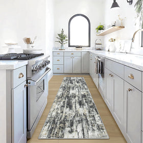 Gent drizz 2'6x8 runner with abstract pattern; ideal for stylish high-traffic hallways.