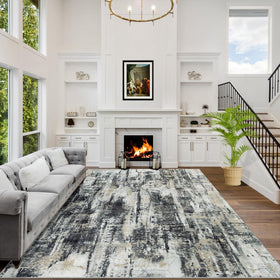 Gent drizz 5x7 rug with abstract pattern delivers soft underfoot comfort.