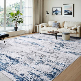 Gent drizz modern abstract rug in living room setting enhances decor.