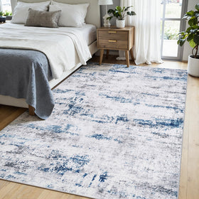 Gent drizz 5x7 area rug shown in white gray blue palette for versatile decor.