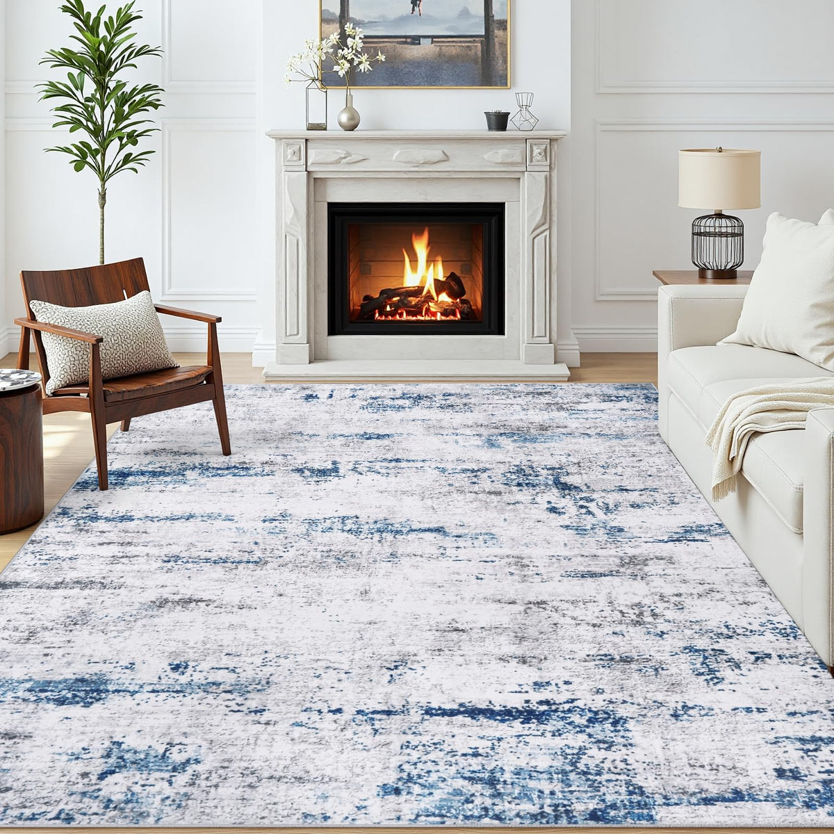 Gent drizz rug features non-slip backing to prevent movement on floors.