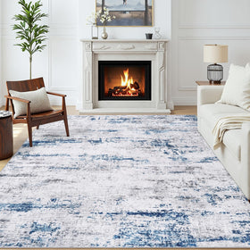Gent drizz rug features non-slip backing to prevent movement on floors.