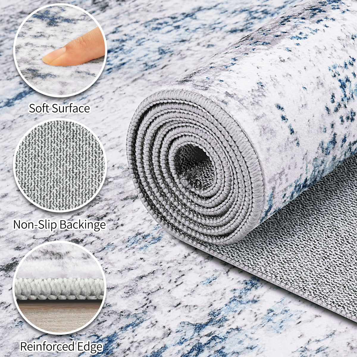 Gent drizz white gray blue colorway complements contemporary interiors.