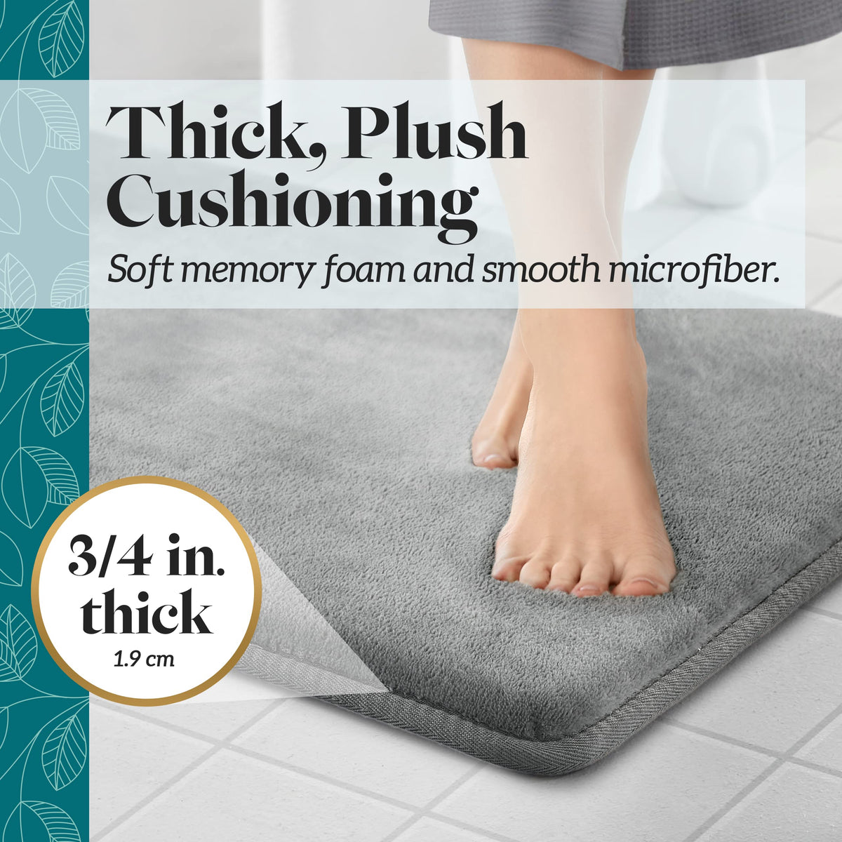 Genteele memory foam bath mat is machine washable for easy care and lasting softness.