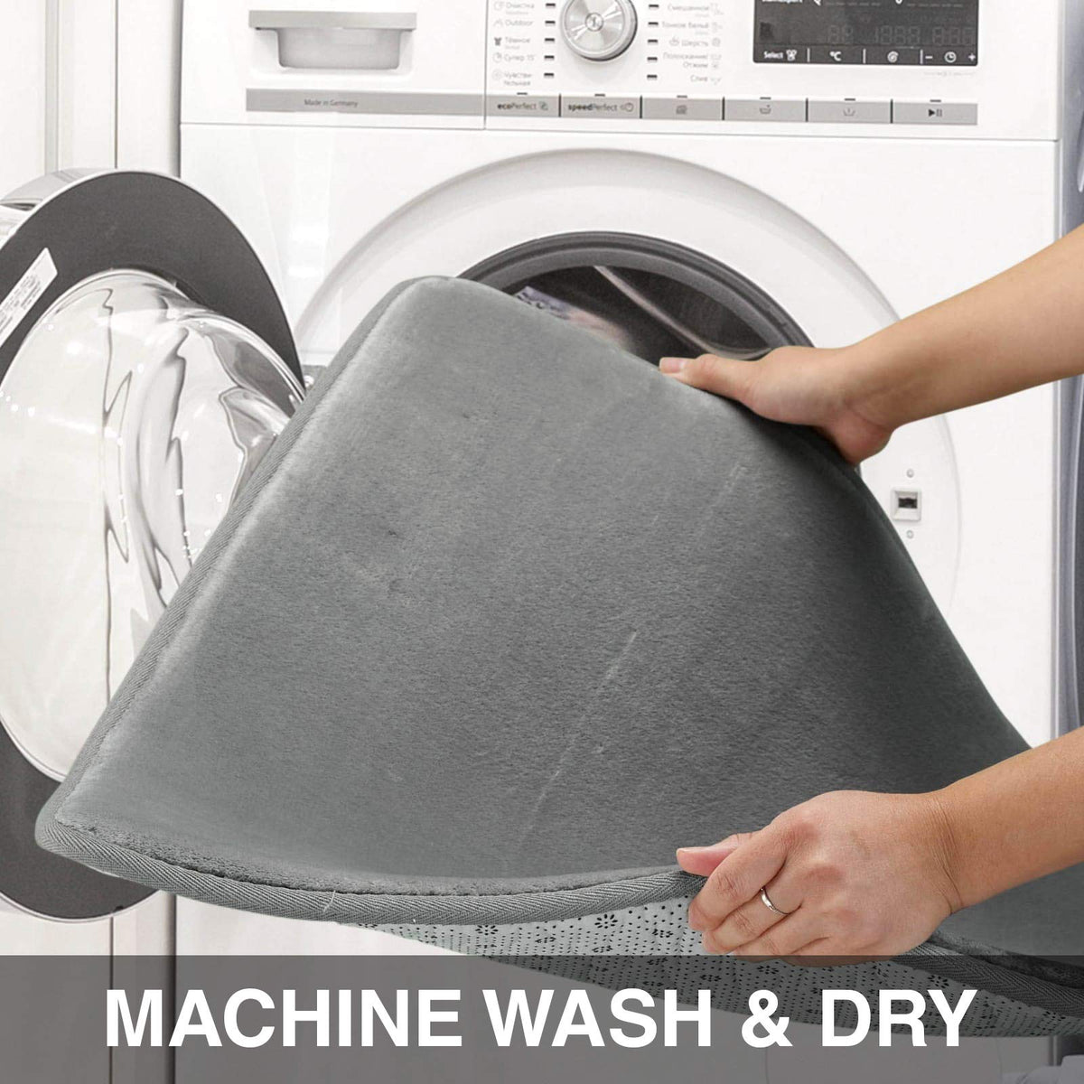 Genteele memory foam bath mat delivers quick drying to keep floors clean.