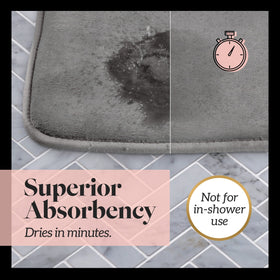 Genteele quick-dry bath mat dries fast to reduce moisture on bathroom floors.