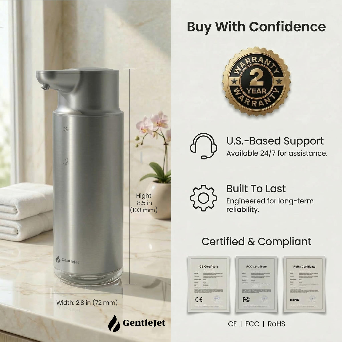 GentleJet CrystalJet modern countertop dispenser enhances any sink area