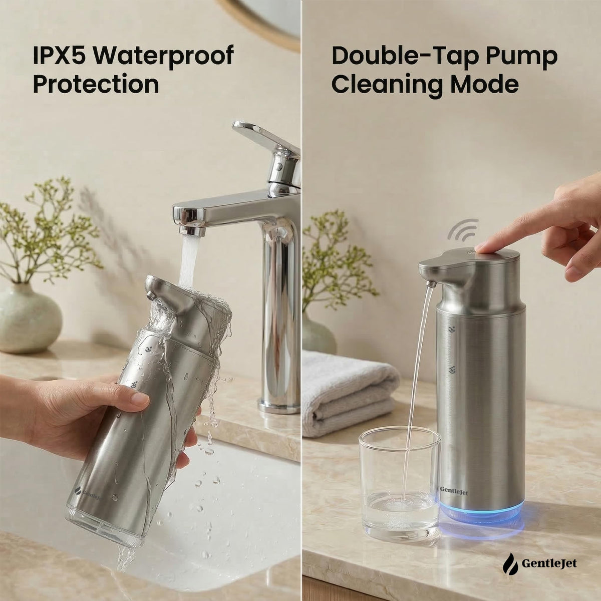 GentleJet CrystalJet self-cleaning cycle reduces clogging over time