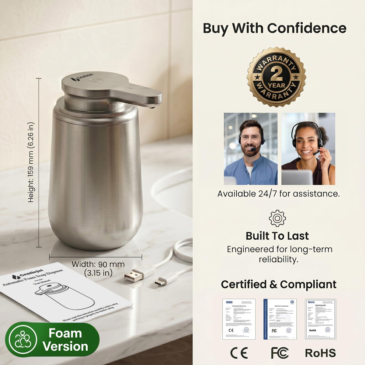 GentleJet NovaJet auto-clean mode maintains foam consistency