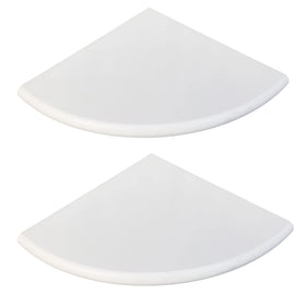 Geoona white marble corner shelf left view, ideal for bathroom storage