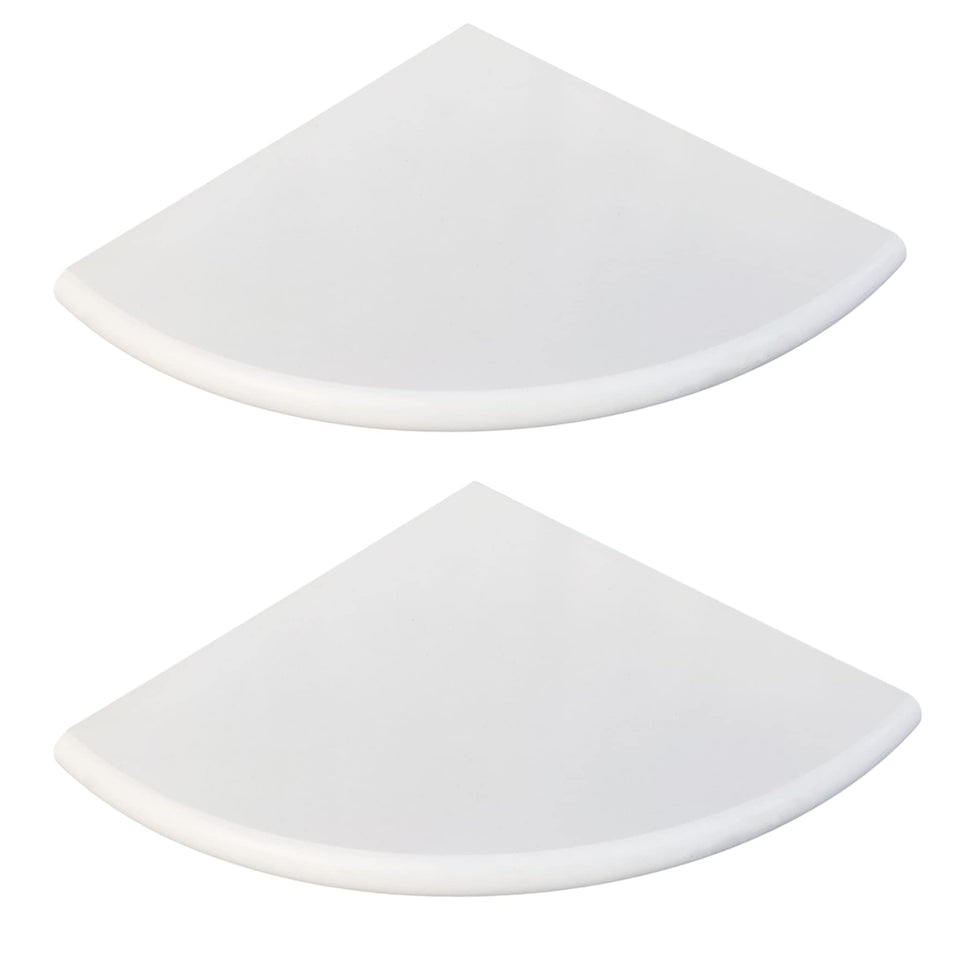 Geoona white marble corner shelf left view, ideal for bathroom storage