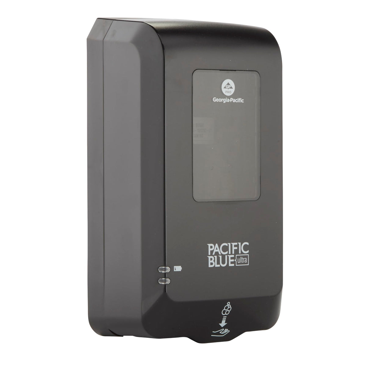 Georgia-Pacific Pacific Blue Ultra automated soap dispenser front view with sleek black finish for modern restrooms