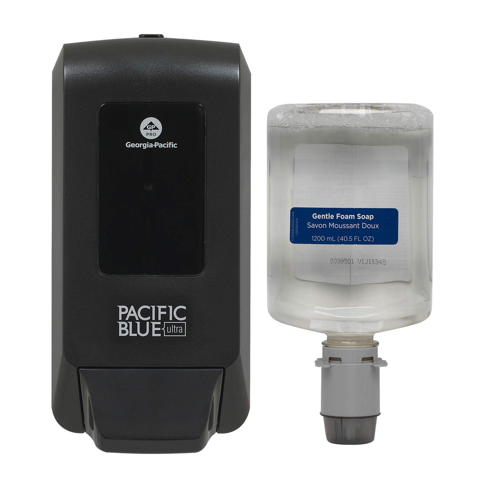 Georgia-Pacific Pacific Blue Ultra manual dispenser mounted on wall for efficient handwashing