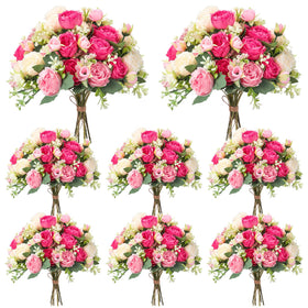 Geosar artificial peonies bouquet close-up with vibrant silk petals for timeless decor