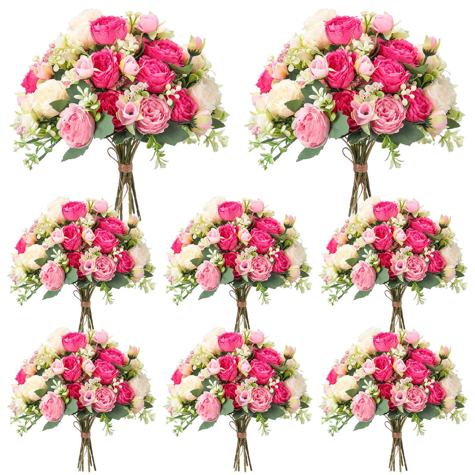 Geosar artificial peonies bouquet close-up with vibrant silk petals for timeless decor