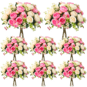 Geosar pink artificial peonies bouquet close-up, ideal for elegant centerpieces