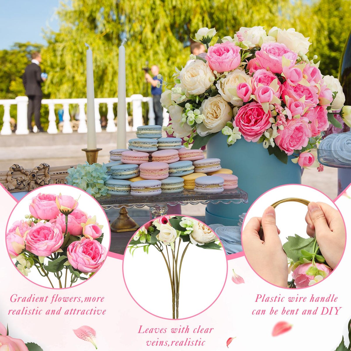 Geosar pink silk peonies arrangement with vibrant petals for year-round decor