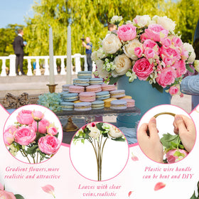 Geosar pink silk peonies arrangement with vibrant petals for year-round decor