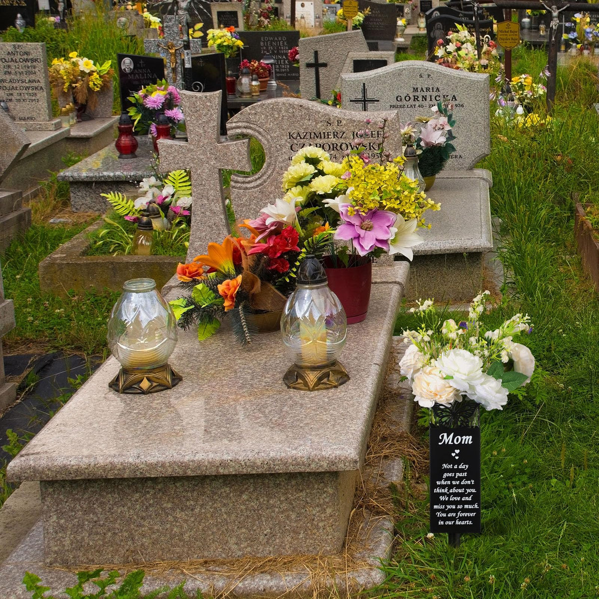 Geosar butterfly-accent vase adds delicate memorial touch.