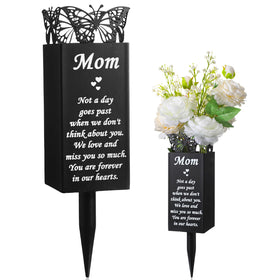 Geosar cemetery vase with butterfly top for enduring grave remembrance.