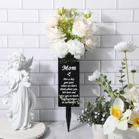 Geosar memorial vase with square base for flowers at gravesites.