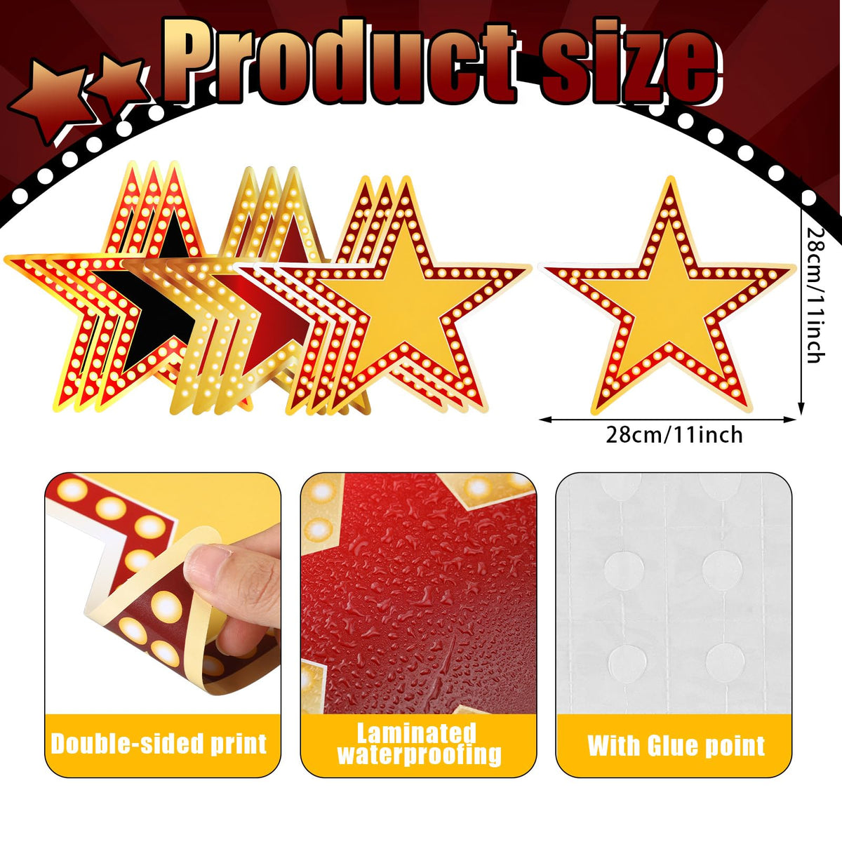 Geosar three-style star cutouts bring glittery ambience to events.