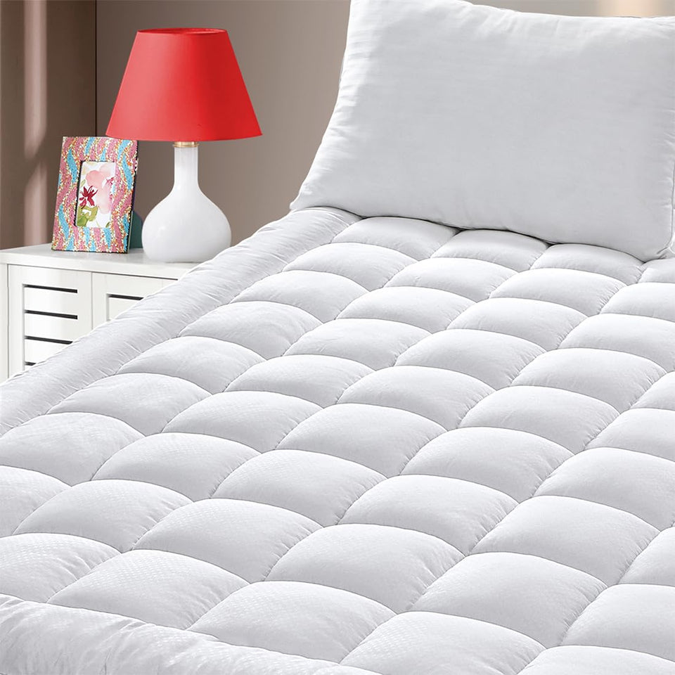 GERHOME King Size quilted mattress pad cover with deep pocket for a secure, slip-free fit.
