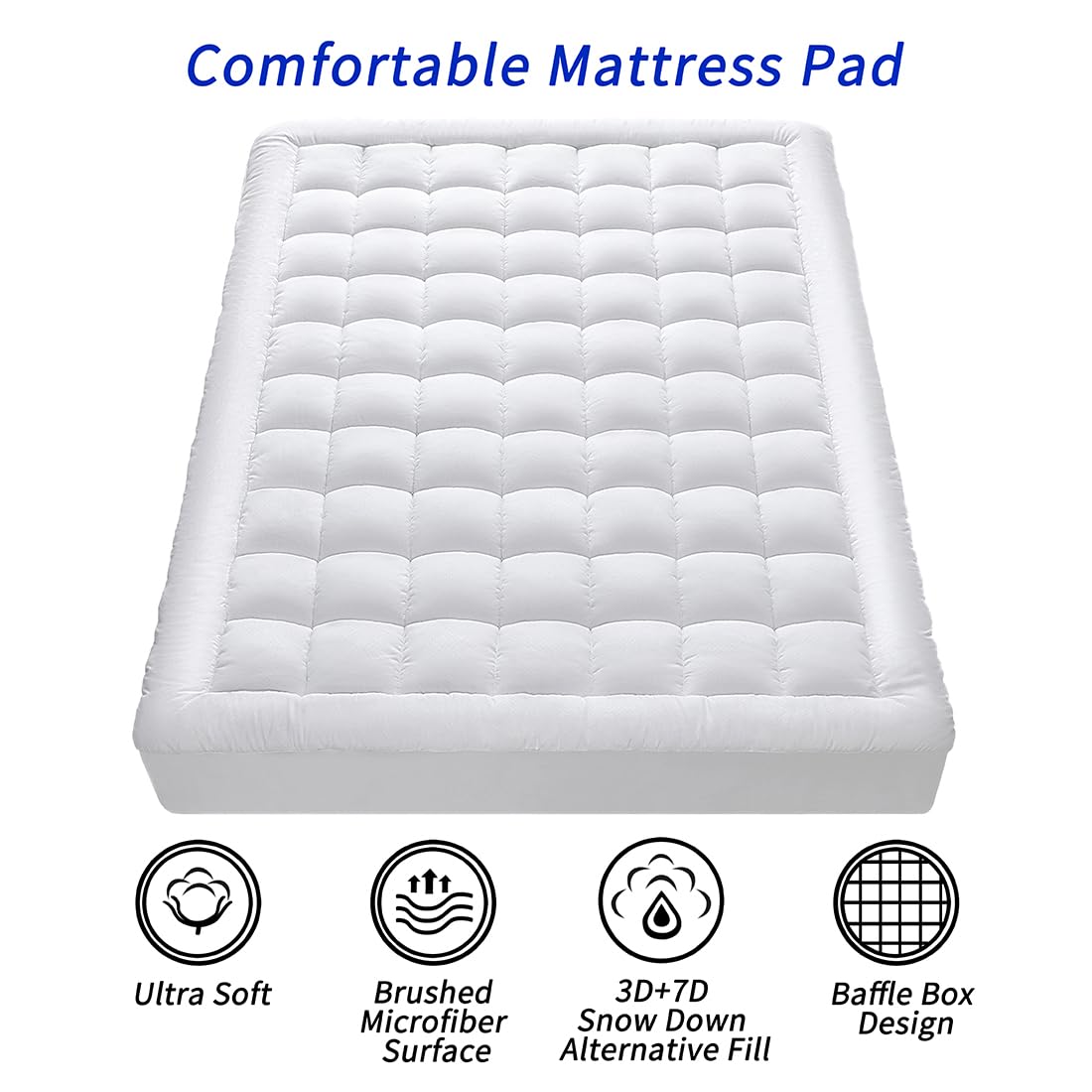 GERHOME machine-washable mattress pad for easy care and maintenance.
