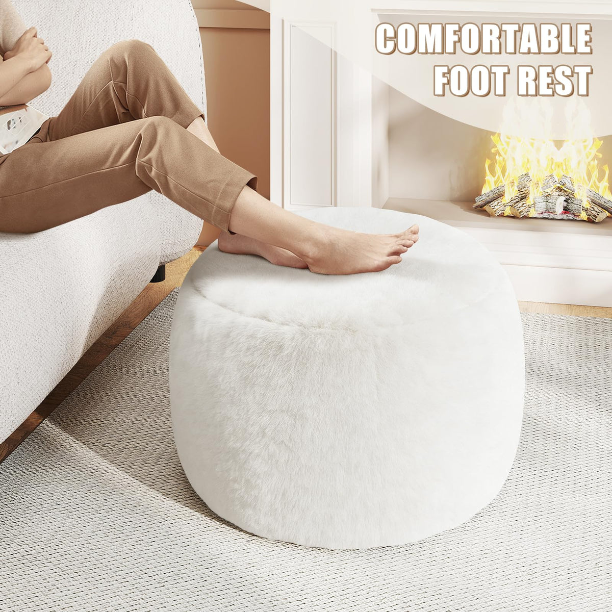 Gericco multi-use pouf serves as footrest, extra seating, or coffee table.