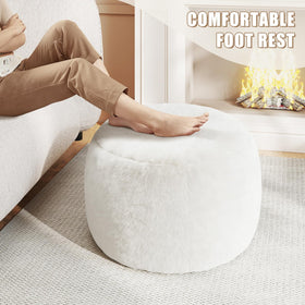 Gericco multi-use pouf serves as footrest, extra seating, or coffee table.