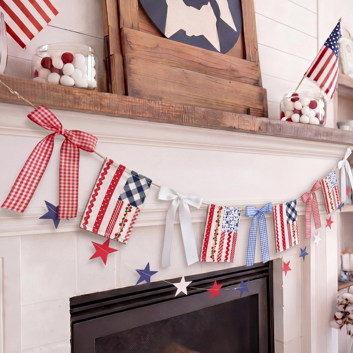 Gersoniel 4th of July bow banner for durable indoor display.