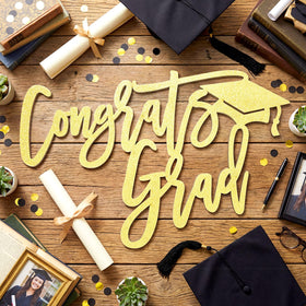 Gersoniel gold finish sign creates an eye-catching focal point.