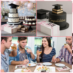 Gersoniel napkins arranged with cakes and snacks on a festive table.