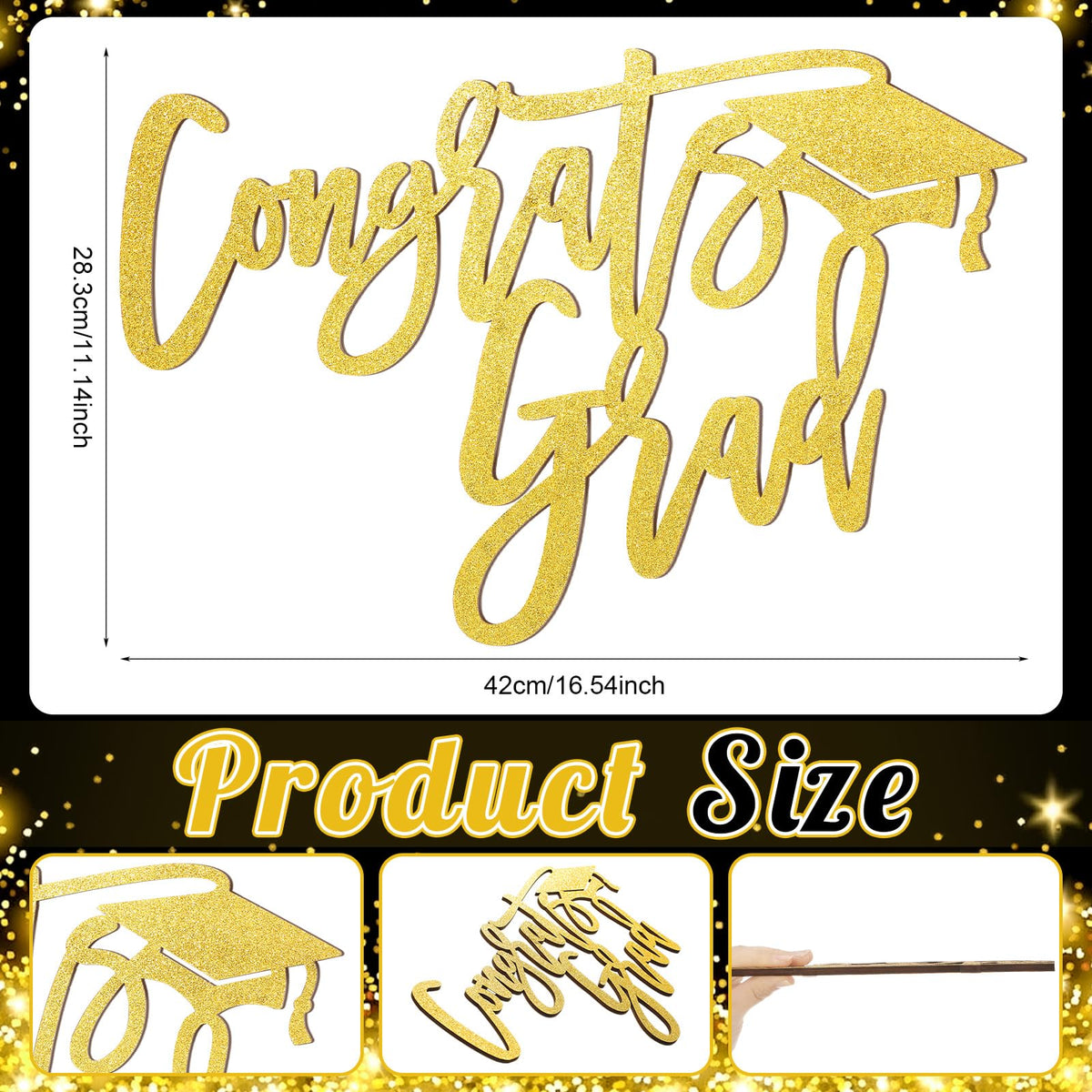 Gersoniel high-quality wood Congrats Grad sign, durable and reuse-friendly.