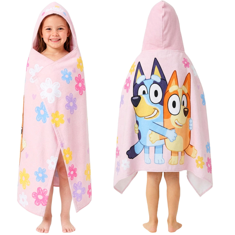 Get Trend Bluey hooded-towel-pink — quick dry after bath for girls.