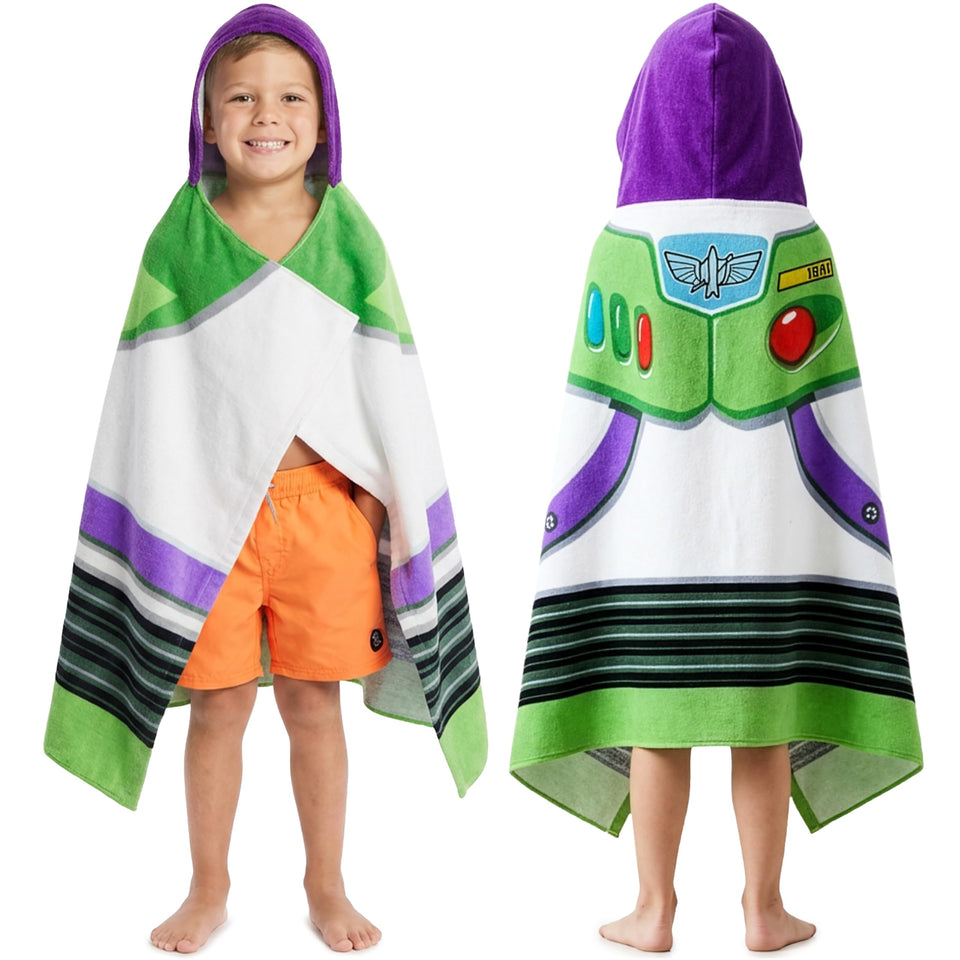 Get Trend Buzz Lightyear hooded towel folded for cozy post-bath wrap.