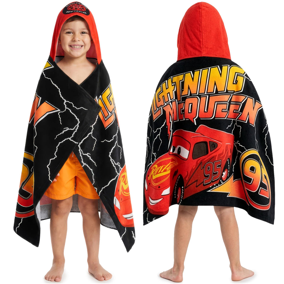 Get Trend Disney Cars hooded towel with Lightning McQueen for warm, cuddle-worthy bath time.
