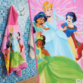 Get Trend Disney Princess hooded towel showcases full-color princess print