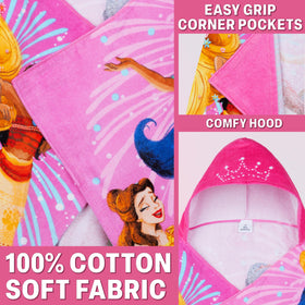 Get Trend Disney Princess hooded towel made of soft absorbent cotton