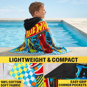 Get Trend Hot Wheels absorbent cotton towel for kids 2-6 after swimming.