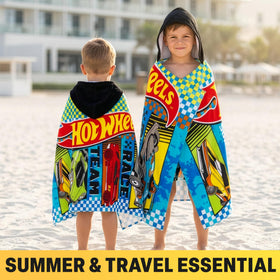 Get Trend Hot Wheels kids towel with bold print for travel and beach days.