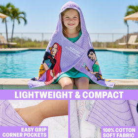 Get Trend girls hooded towel 29.5 x 49.2 inches for full-body coverage after swimming.