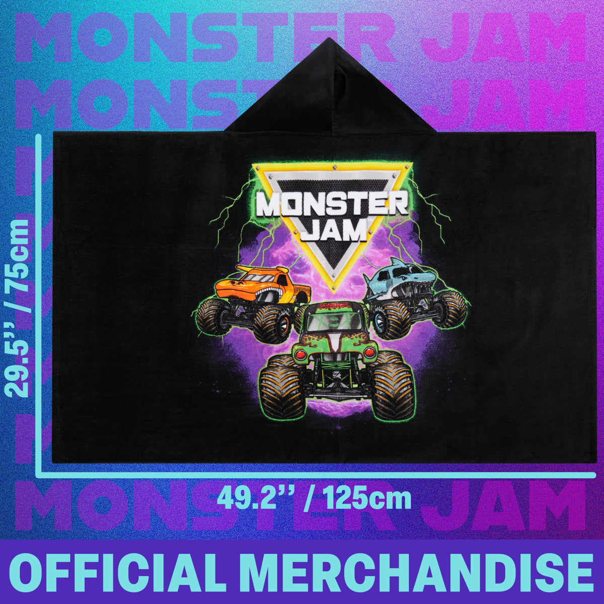 Get Trend Monster Jam beach towel wraps kids after swimming for cozy dry time.