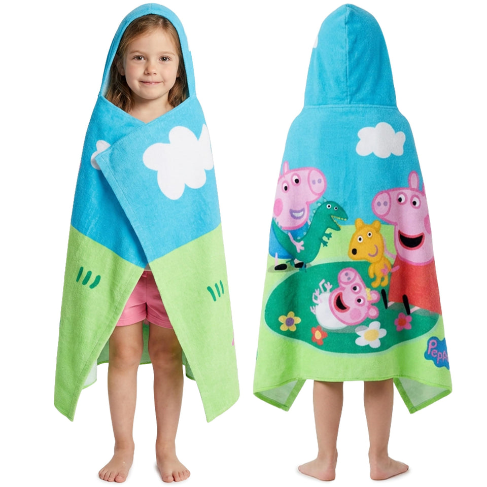 Get Trend Peppa Pig hooded poncho towel keeps kids warm after bath