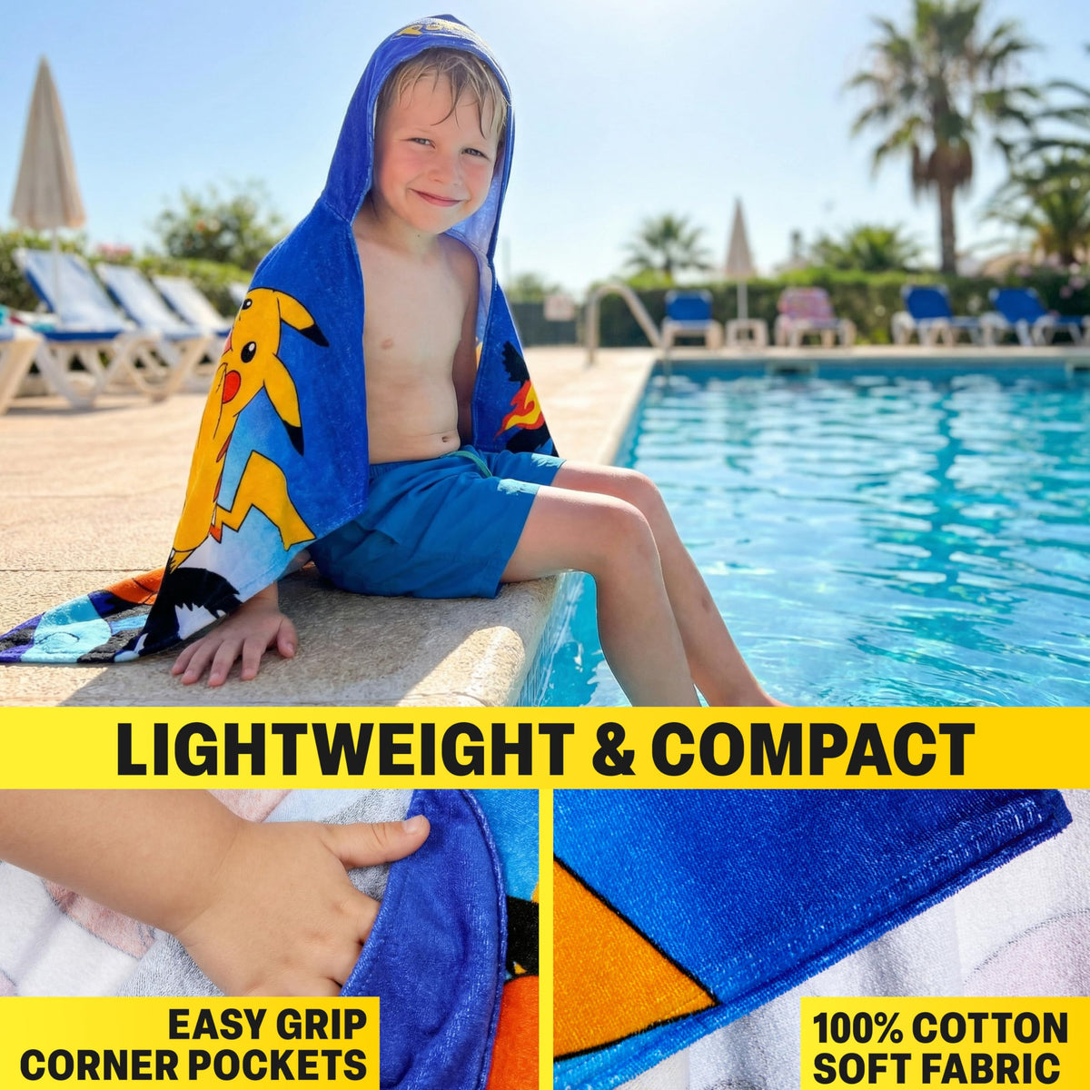 Get Trend Pokemon hooded towel with Bulbasaur for quick hair-drying and comfort.
