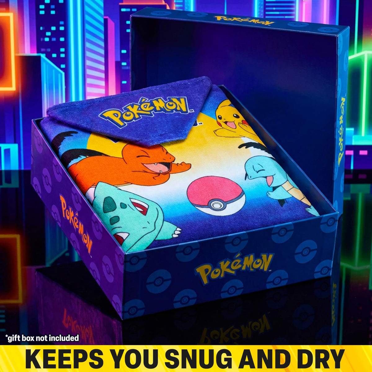 Get Trend Pokemon hooded towel with Pokeball motif for easy wrapping and play.