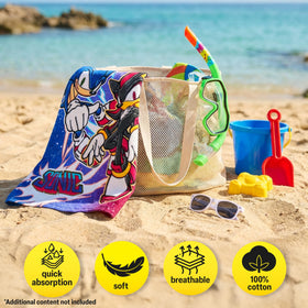 Get Trend Sonic Hedgehog towel quickly absorbs moisture for comfy bath time.